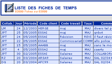 fiches de temps dans team'up